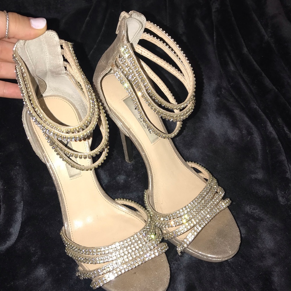 Gold sparkle platform heels